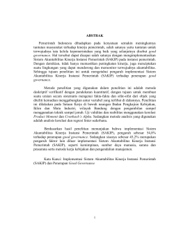 i ABSTRAK Pemerintah Indonesia dihadapkan pada