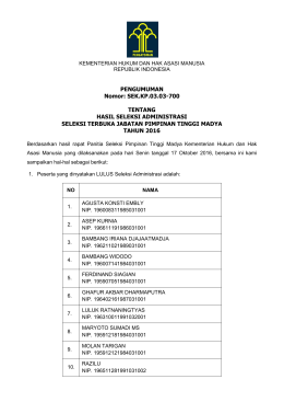 SEK.KP.03.03-700 TENTANG HASIL SELEKSI ADMINISTRASI