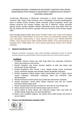 lowongan regional coordinator dan project assistant pada proyek