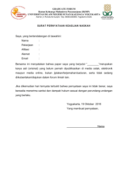 SURAT PERNYATAAN KEASLIAN NASKAH Saya, yang