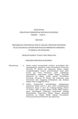 rancangan peraturan pemerintah republik indonesia nomor tahun