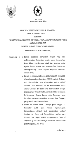 penetapan keanggotaan indonesia pada asean institute for peace