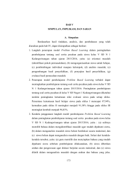 170 BAB V SIMPULAN, IMPLIKASI, DAN SARAN A. Simpulan