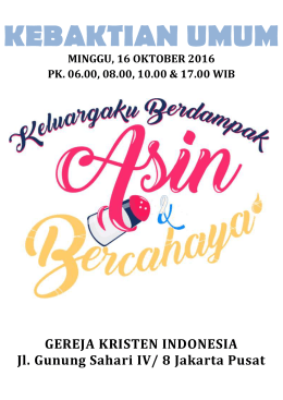 LITURGI TANGGAL 16 OKTOBER 2016.