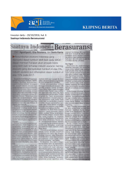 Investor daily &ndash; 20/10/2016, hal. 6 Saatnya Indonesia Beransuransi