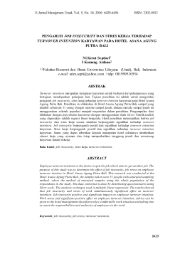 PENGARUH JOB INSECURITY DAN STRES KERJA TERHADAP