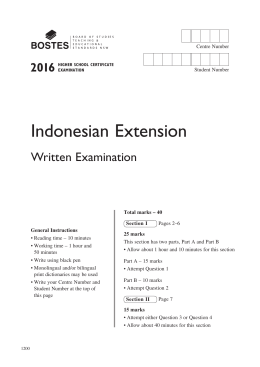 2016 HSC Indonesian Ext - Board of Studies Teaching and