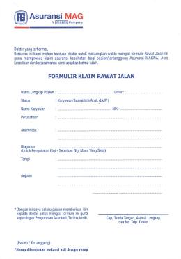 Page 1 Asuransi MAG A FAIRFAX Company Dokter yang terhormat