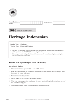 2016 CCAFL Indonesian Heritage - Board of Studies Teaching and