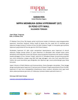 MPPA MEMBUKA GERAI HYPERMART (G7) DI POSO CITY MALL