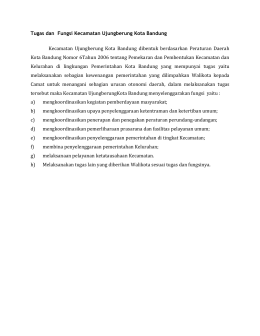Tugas dan Fungsi Kecamatan Ujungberung Kota Bandung
