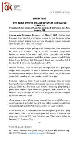 siaran pers ojk terus dorong inklusi keuangan ke pelosok tanah air