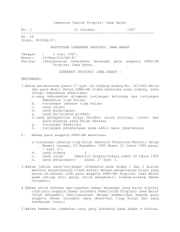 Lembaran Daerah Propinsi Jawa Barat No. 1 21 Oktober 1967