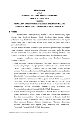 penjelasan atas peraturan daerah kabupaten malang nomor 8