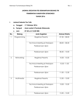 JADWAL KEGIATAN TES KEMAMPUAN BIDANG TIK