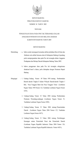 bupati badung peraturan bupati badung nomor 56 tahun 2005