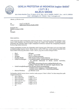 Surat Informasi Siaran Radio GPIB “Arise `n Shine”