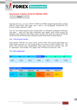 Rekomendasi EURUSD, Jumat 21 Oktober 2016 News