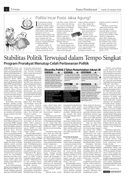 Stabilitas Politik Terwujud dalam Tempo Singkat