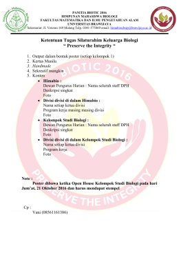 Ketentuan Tugas Silaturahim Keluarga Biologi - himabio-ub