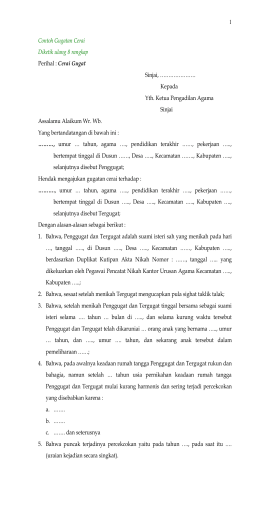 Contoh Format Gugatan Cerai