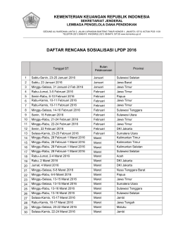 DAFTAR RENCANA SOSIALISASI LPDP 2016