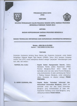 Page 1 PERJANJIAN KERJA SAMA (PKS) TENTANG BENGKULU