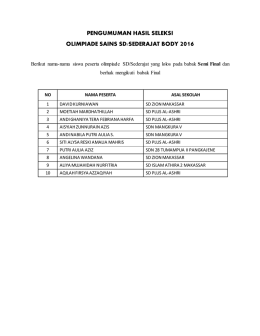 pengumuman hasil seleksi olimpiade sains sd/sederajat body 2016