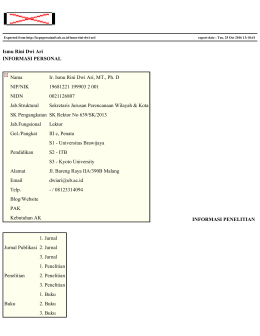 Ismu Rini Dwi Ari INFORMASI PERSONAL Nama Ir