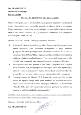 Page 1 Eric NDAYISHIMIYE Akarere ka Nyarugenge Tel
