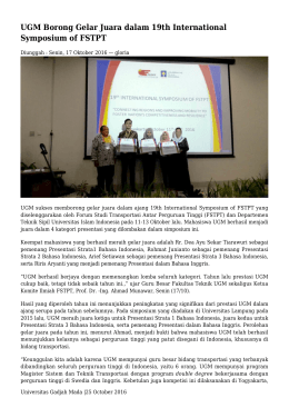 UGM Borong Gelar Juara dalam 19th International Symposium of