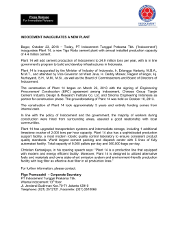 20 October 2016 Indocement Inaugurates a New Plant