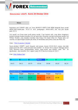 Rekomendasi USDJPY, Kamis 20 Oktober 2016 News