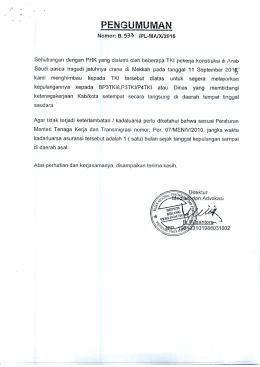 Page 1 PENGUMUMAN Nomor: B. 322 IPL