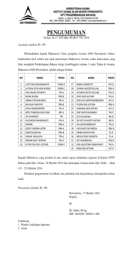 PENGUMUMAN - uptp bahasa