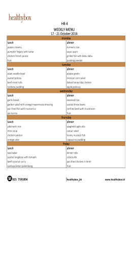 HB 4 WEEKLY MENU