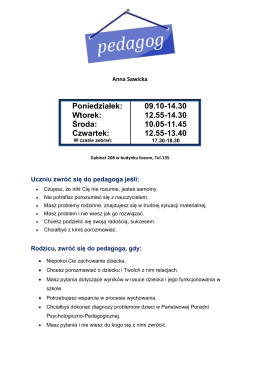 Czwartek: 09.10-14.30 12.55-14.30 10.05-11.45 12.55