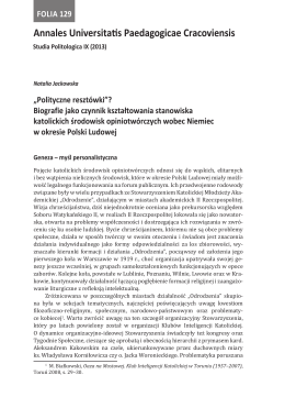 Folia 129 Annales Universitatis Paedagogicae Cracoviensis