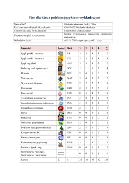 Plan dla klas z polskim językiem wykładowym