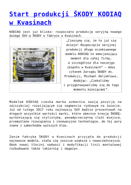 Start produkcji &Scaron;KODY KODIAQ w Kvasinach