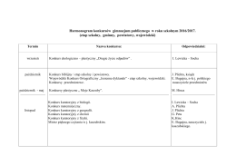 Harmonogram konkursów gimnazjum publicznego w roku szkolnym