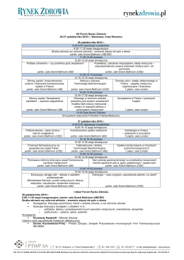 Pobierz agendę jako PDF - XII Forum Rynku Zdrowia