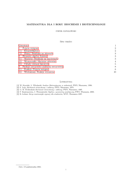 MATEMATYKA DLA I ROKU BIOCHEMII I BIOTECHNOLOGII Spis