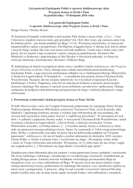 Listem Episkopatu Polski o ODDANIU POLSKI CHRYSTUSOWI