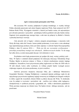 Toruń, 20.10.2016 r. Apel o wykorzystanie potencjału