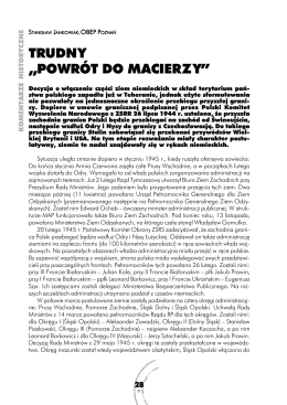 TRUDNY &bdquo;POWR&Oacute;T DO MACIERZY&rdquo;