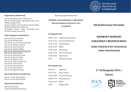 17-18 listopada 2016 r. Ustroń - Uniwersytet Ekonomiczny w