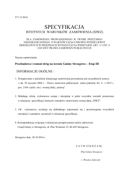Specyfikacja Istotnych Warunków Zamówienia