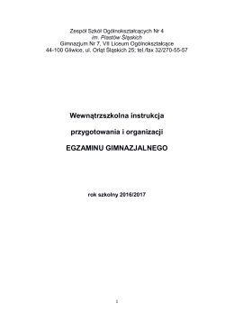 Wewnątrzszkolna instrukcja przygotowania i organizacji egzam