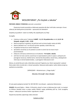WOLONTARIAT &bdquo;Psi Azylek u Jakuba&rdquo;